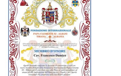 Donazione sangue, il barlettano Damico nominato membro d’onore della Fondazione Internazionale Papa Clemente XI Barletta news 24 city