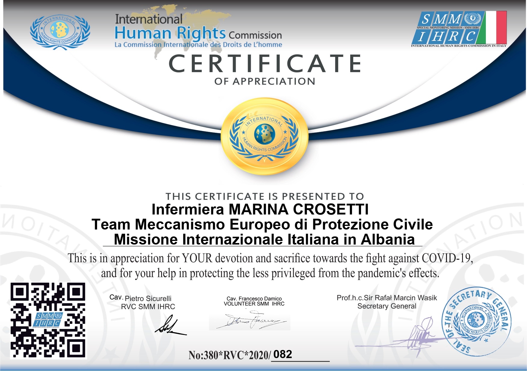 Team del Team Meccanismo Europeo di Protezione Civile Missione Internazionale Italiana in Albania